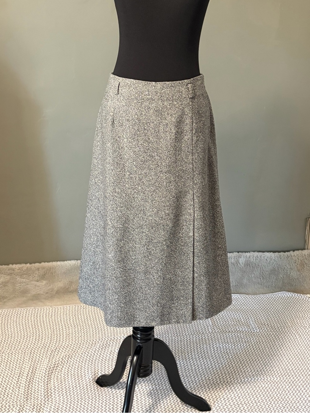 Pendleton Wool Silk A-Line Skirt 4 Gray Tweed Made in USA Pleated